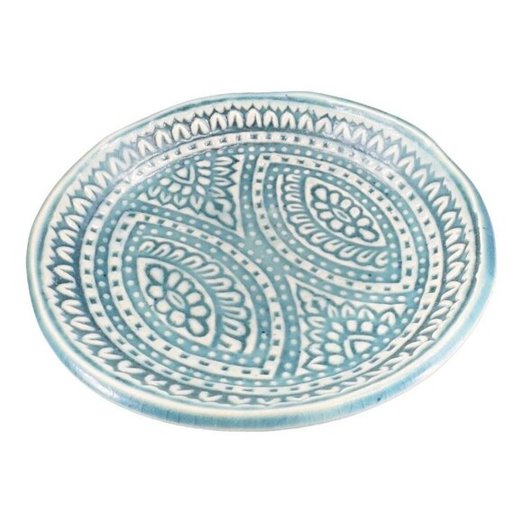 Hand Made Studio Pottery Small Dish Plate Pattern Textured Artist Signed KJ - Picture 5 of 12